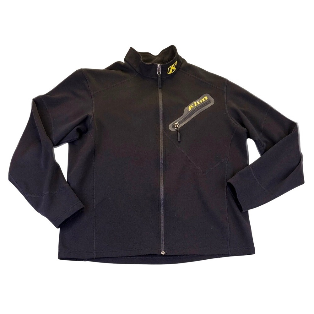 Klim Mens Full Zip Jacket Black Yellow Logo Mock Neck Mid Layer Size L Motocross